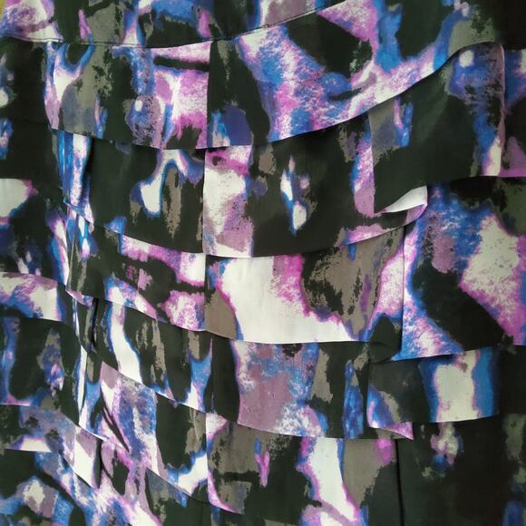 Worthington Women's Petite Ruffle Layered Straight Pencil Skirt in Purple Black - Picture 4 of 6